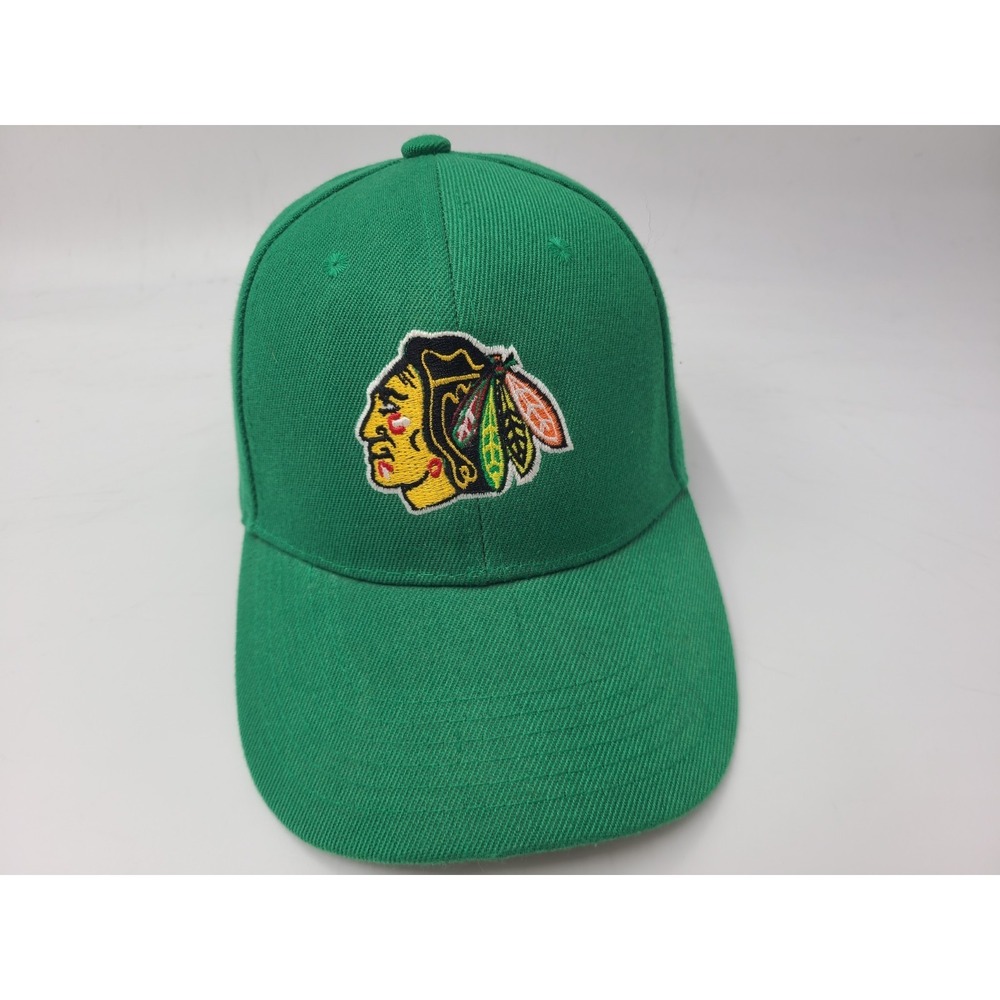 Chicago Blackhawks Hat Adjustable Green NHL Casual Everyday Wear Polyester Men